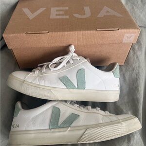 Veja Campo Chromefree Leather Sneakers in Extra White Matcha Women's Size US 10
